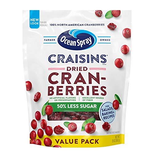Ocean Spray Craisins Dried Cranberries Reduced Sugar, 20 Ounce