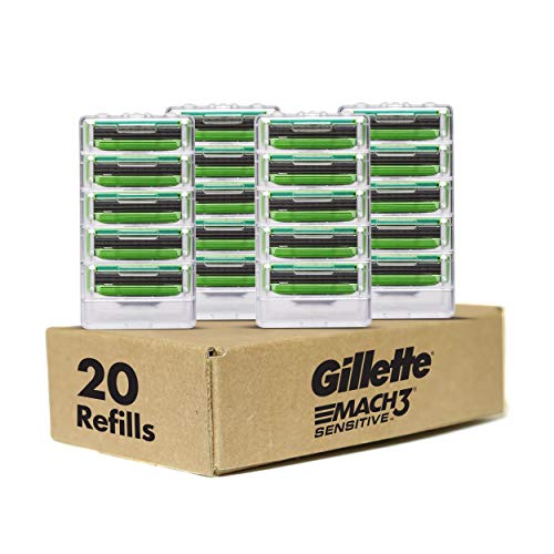 Gillette Mach3 Sensitive Men's Razor Blades, 20 Blade Refills