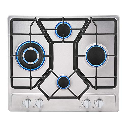 Empava EMPV-24GC4B67A 24' Gas Stove Cooktop 4 Italy Sabaf Sealed Burners NG/LPG Convertible Stainless Steel Cooker, 24 Inch