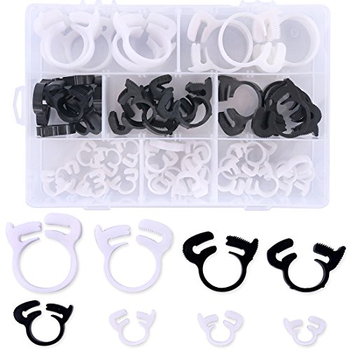 Hilitchi 52-Pcs Heavy Duty Speedy Double Snap Grip Plastic Nylon Ratcheting Hose Clamps Assortment Kit