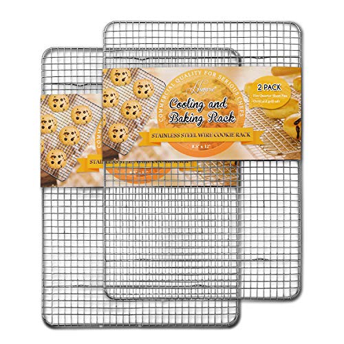 Hiware 2-Pack Cooling Racks for Baking - 8.5' x 12' - Quarter Size - Stainless Steel Wire Cookie Rack Fits Quarter Sheet Pan, Oven Safe for Cooking, Roasting, Grilling