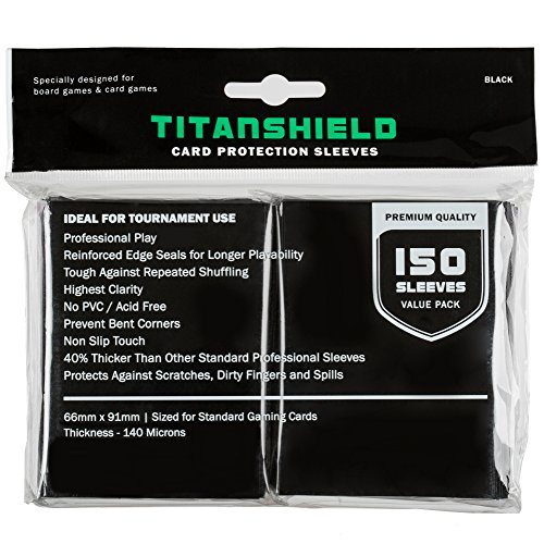 TitanShield (150 Sleeves / Black Standard Size Board Game Trading Card Sleeves Deck Protector for Magic The Gathering MTG, Pokemon, Baseball Collection, Dropmix