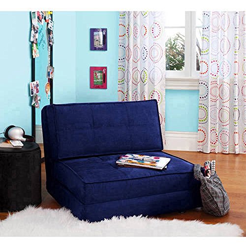 Your Zone - Flip Chair Convertible Sleeper Dorm Bed Couch Lounger Sofa Multi Color New (Blue)