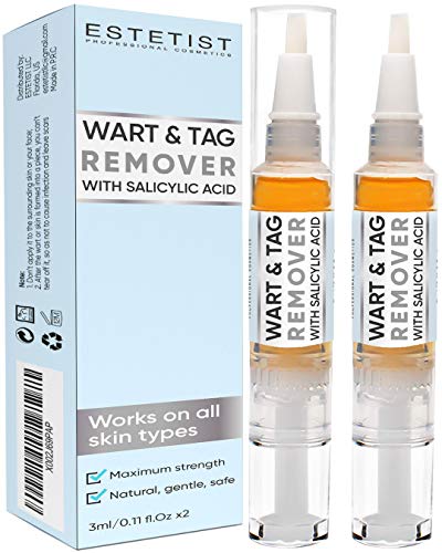 Wart and Tag Remover - Natural, Effective, Liquid Wart Remover - Skin Tag Mole Corns Warts Removal Pen with Salicylic Acid - All Skin Types