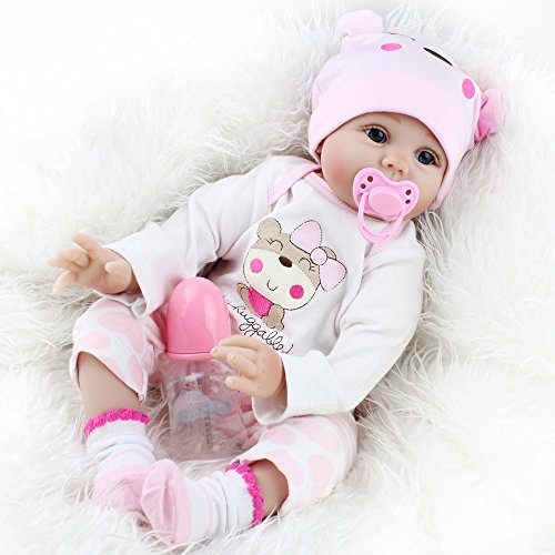 22 Inches Reborn Baby Dolls, Handmade Lifelike Baby Dolls Girl Realistic Soft Vinyl Newborn Baby Dolls That Looks Real