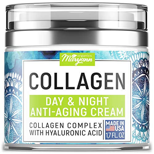 MARYANN Organics Collagen Cream - Anti Aging Face Moisturizer - Day & Night - Made in USA - Natural Formula with Hyaluronic Acid & Vitamin C - Cleanse, Moisturize, and Protect Your Skin