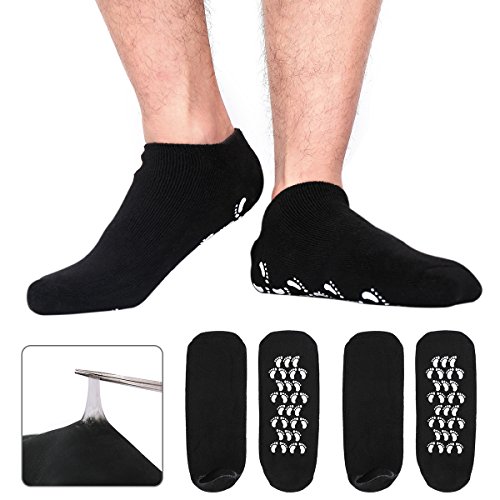 Codream Large Men's Moisturizing Gel Socks Men's Feet Care Ultimate Treatment for Dry Cracked Rough Skin on Feet Pack of 2 Pairs Black US Men 10-15