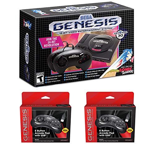 Retro-Bit Sega Genesis Mini Bundle with 8-Button USB Controller Double Pack