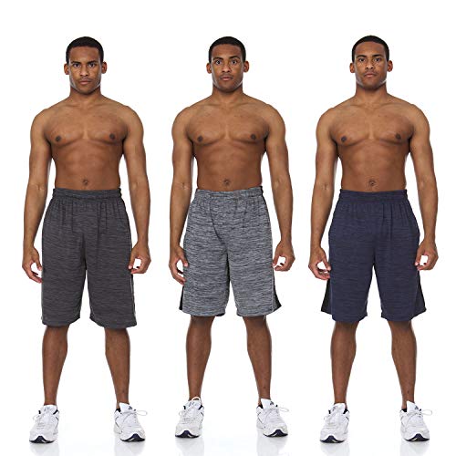 Essential Elements 3 Pack: Mens Quick Dry Active Performance Athletic Cationic Basketball Shorts with Pockets (XX-Large, Set A)