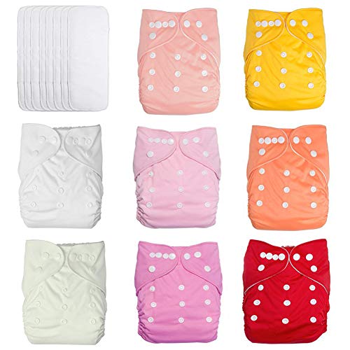 UBBCARE Baby Pocket Cloth Diapers Reusable Washable Adjustable 8 Pack with 8 Inserts for Girls Baby Shower Gifts