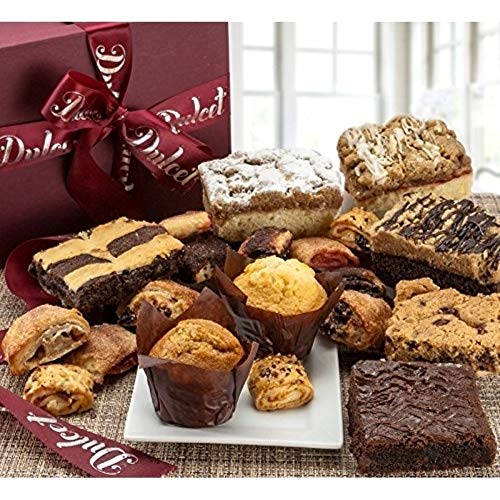 Dulcet Gift Basket Deluxe Gourmet Food Gift Basket: Prime Delivery for Holiday Men and Women: Includes Assorted Brownies, Crumb Cakes Rugelach, and Muffins. Great gift idea!