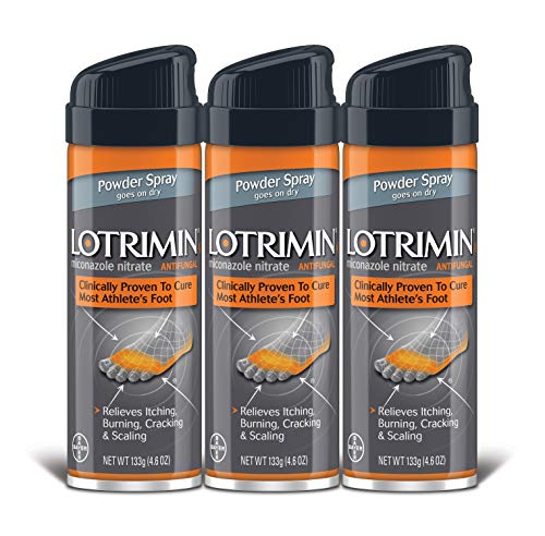 Lotrimin AF Athlete's Foot Powder Spray, Miconazole Nitrate 2%, Clinically Proven Effective Antifungal Treatment of Most AF, Jock Itch and Ringworm, 4.6 Ounce Can, Pack of 3