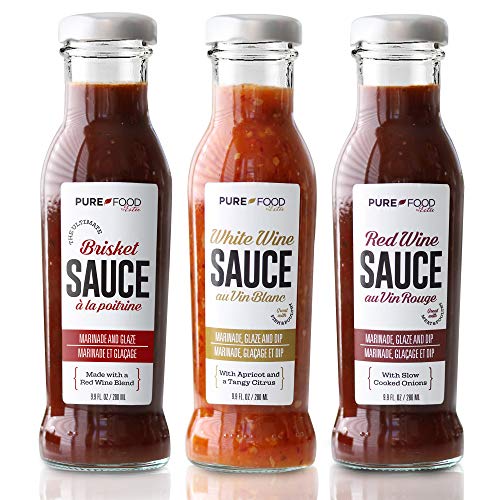 Barbecue Sauce, Rich BBQ Marinade from Pure Food By Estée - No Preservatives Steak Sauce - Gourmet BBQ Sauce for Poultry, Seafood, and Red Meat, 9.9 fl oz (280 ml) Variety Pack