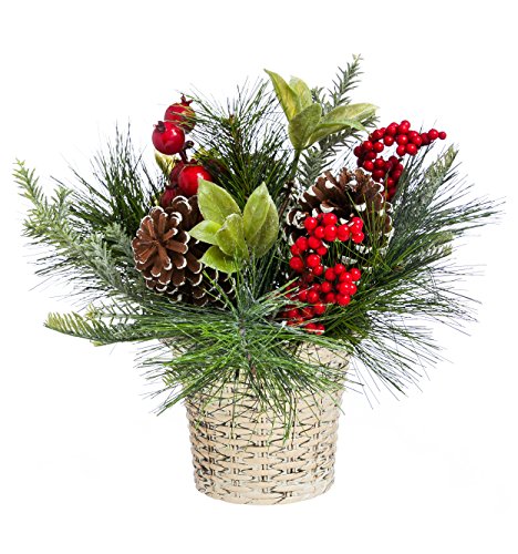 Cypress Home Holly And Pinecone Tabletop Floral Décor