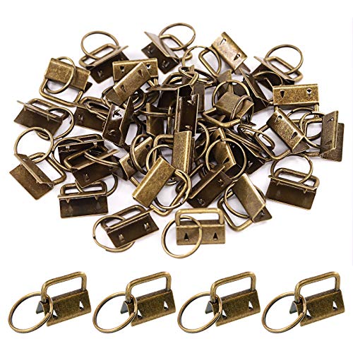 Swpeet 45Pcs Bronze 1 Inch Key Fob Hardware with Key Rings Sets, Perfect for Bag Wristlets with Fabric/Ribbon/Webbing/Embossed and Other Hand Craft - 25mm