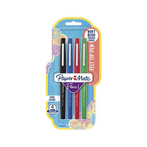 Paper Mate Flair Felt Tip Pens, Medium Point (0.7mm), Business Colors, 4 Count - 8404452PP