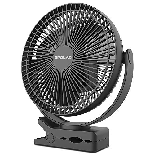 OPOLAR 10000mAh 8-Inch Rechargeable Battery Operated Clip on Fan, 4 Speeds Fast Air Circulating USB Fan, Sturdy Clamp Portable for Outdoor Camping Tent Beach or Treadmill Car Personal Desk