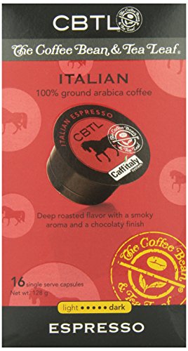 CBTL Italian Espresso Dark Capsules By The Coffee Bean & Tea Leaf, 16-Count Box