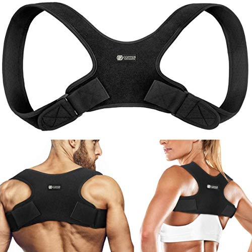 Copper Compression Posture Corrector for Men and Women - Guaranteed Highest Copper Back Brace Posture Support Correctors. Adjustable Straightener Supports Shoulder and Upper Back for Correct Posture