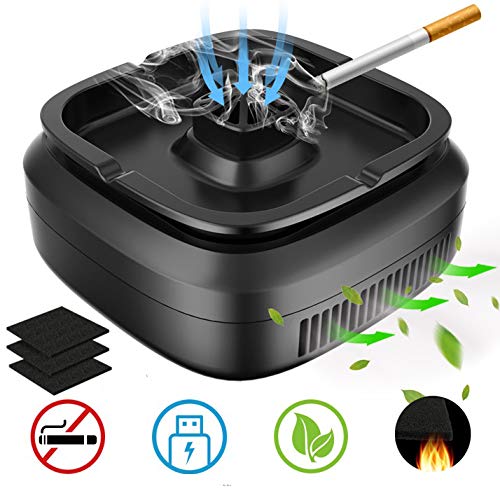 GESPERT Multifunctional Smokeless Ashtray for Cigarette Smoker, USB Rechargeable Smoke Grabber Ash Tray for Indoor Outdoor Home Office Car (Upgrade)