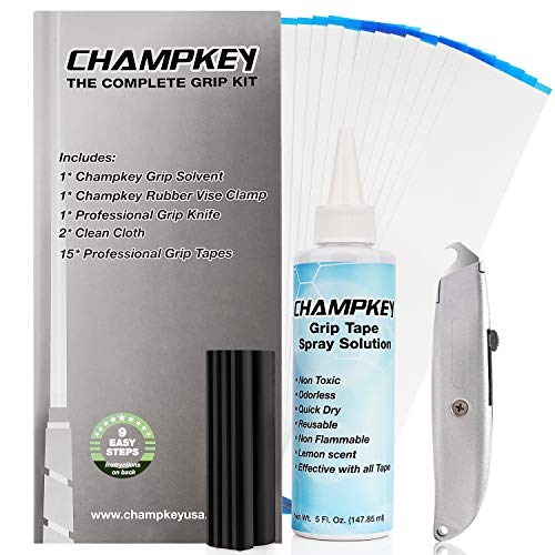 Champkey Deluxe Grip Repair Kits for Regripping Golf Clubs - Hook Knife,2' x 10' Professional Tape,5 oz Solvent,Clean Cloth and Rubber Vise Clamp (All Repair Kits)