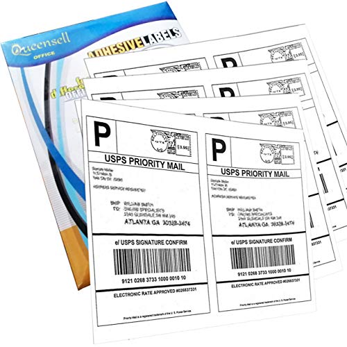 Shipping Labels 2 per Sheet - 200 Labels 100 Sheets - Label Paper Half Sheet Labels 8.5 x 11 - Half-Sheet Self Adhesive Waterproof Sticker Paper 2 Per Sheet Stickers for Laser & Inkjet Printers