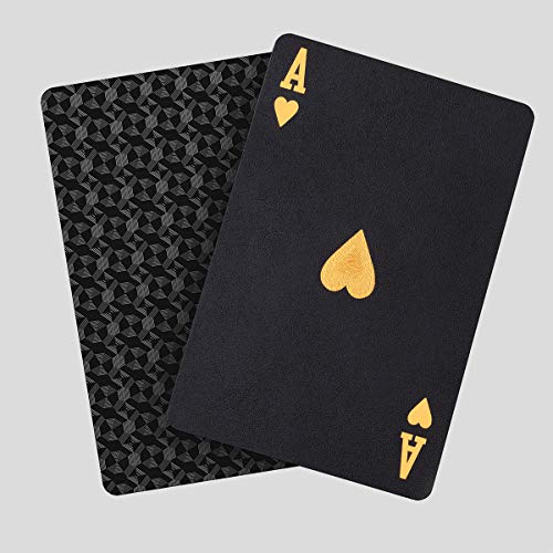 Waterproof Playing Cards, Plastic Playing Cards, Deck of Cards, Gift Poker Cards (Black Diamond Cards)