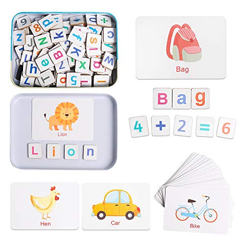 HOONEW Magnetic Letters and Numbers Toys, Fridge Magnets ABC Alphabet Word Flash Cards Preschool Spelling Counting Game Learning Uppercase Lowercase Math Gifts for 3 4 5 Year Old Toddler Kid Boy Girls