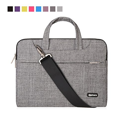 Qishare 13.3 14 inch Laptop Case Laptop Shoulder Bag, Multi-functional Notebook Sleeve Carrying Case With Strap for Samsung Acer Asus Lenovo Yoga Macbook pro 13 Ultrabook Chromebook(Gray Lines)