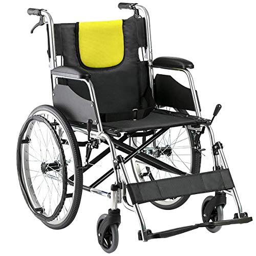 yuwell Wheelchair Lightweight Self-Propelled Transport Chair with Dual Brake, 17.5” Seat, 27.5lbs