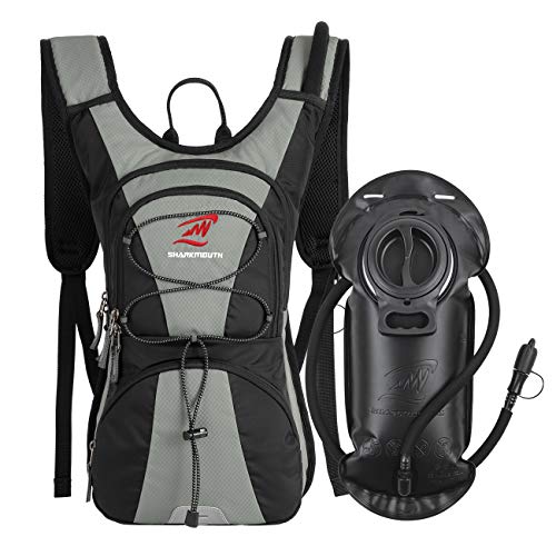 SHARKMOUTH FLYHIKER Hiking Hydration Backpack Pack with 2.5L BPA Free Water Bladder, Lightweight and Comfortable for Short Day Hikes, Day Trips and Trails (Gray)