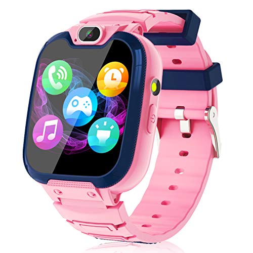 Kids Smart Watch for Boys Girls – Kids Smartwatch with Call SOS 14 Games Camera Video Player Music Player Torch Light Calculator 12/24 hr Touch Screen Children Smart Watch for Kids Age 4-12 (Pink)