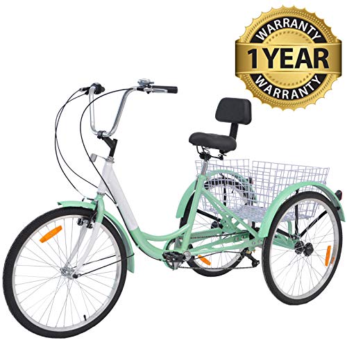 Slsy Adult Tricycles 7 Speed, Adult Trikes 20/24 / 26 inch 3 Wheel Bikes, Three-Wheeled Bicycles Cruise Trike with Shopping Basket for Seniors, Women, Men.