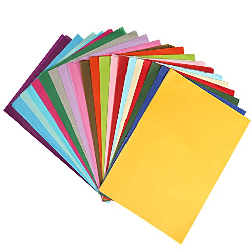 Naler 200 Sheets Assorted Colors Art Tissue Paper for DIY Crafts Decorative Tissue Paper Flower Pom Pom, 20 Colors, 8'X11'