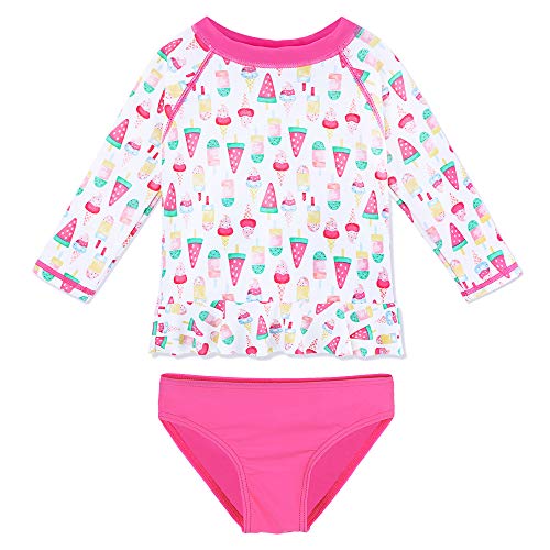 HUAANIUE Baby/Toddler Girls Swimsuit Rashguard Set Long Sleeve UPF 50+ Ice Cream 2-3 T