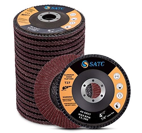 20 Pack Flap Discs High-Density Backing 40/60/80/120 Grit Assorted Vibration-Free Operating Sanding Grinding Wheels Aluminum Oxide Abrasive for Die Angle Grinder, Flat Type #27-4.5' x 7/8'