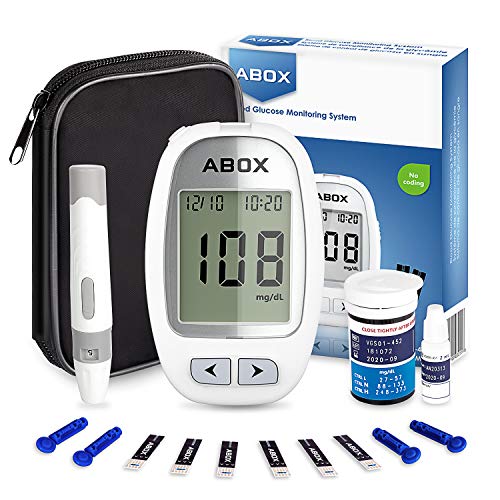 Blood Glucose Monitoring Kit, ABOX Diabetes Testing Kit Glucose Meter Kit with with 25 Test Strips, 25 Lancets and Everything You Need to Test Blood Sugar Level
