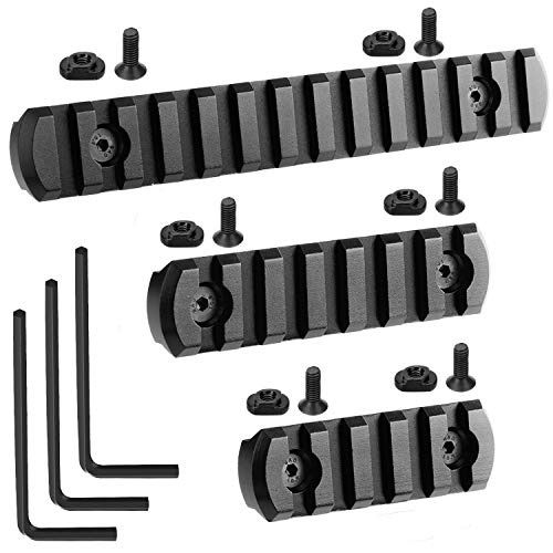 Compatible with M-Lok Picatinny Rail 13-Slot 7-Slot 5-Slot Mlok Aluminum Picatinny Rails Section for M LOK Systems with 7 T-Nuts & 7 Screws & 3 Allen Wrench 3 Pack - Black