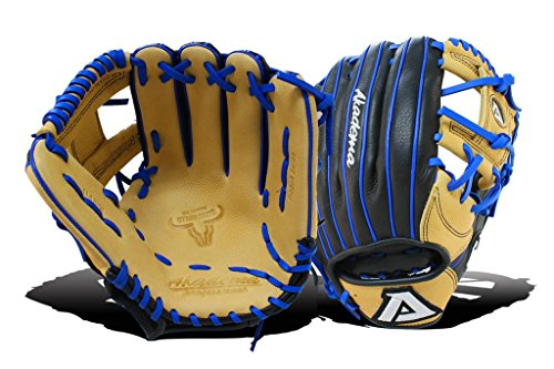 Akadema Prosoft Elite Series Baseball Infielders Gloves, Black/Sandstone/Royal, Left Hand