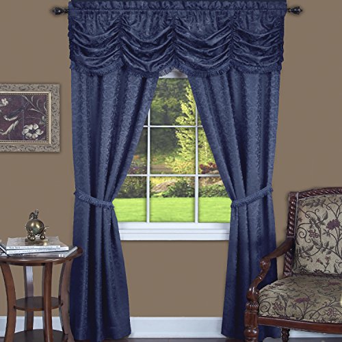 Achim Home Furnishings, Navy Panache Window in A Bag 5Piece Curtain Set, 55' X 84'