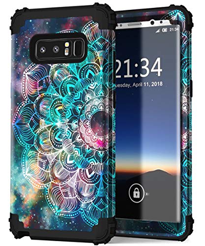 Hocase Galaxy Note 8 Case, Heavy Duty Shockproof Hard Plastic+Silicone Rubber Bumper Dual Layer Protective Case for Samsung Galaxy Note 8 (SM-N950) 2017 - Mandala in Galaxy