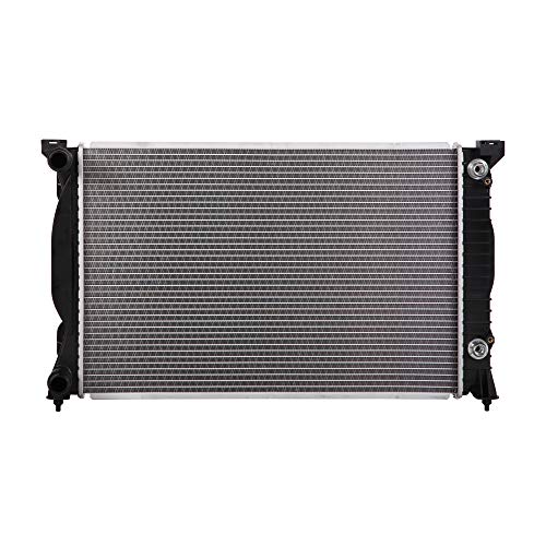 Lynol Cooling System Complete Aluminum Radiator Direct Replacement Compatible With 2002-2008 Audi A4 B6 Sedan Cabriolet Automatic Transmission Only L4 1.8L 2.0L
