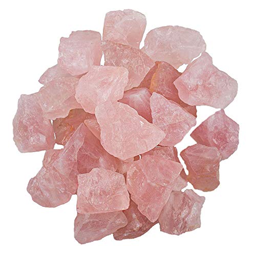 Unihom 1 lb Bulk Rough Stones - Large 1' Natural Raw Stones Crystal for Tumbling, Cabbing, Fountain Rocks, Decoration,Polishing, Wire Wrapping, Wicca & Reiki Crystal Healing (Pink)