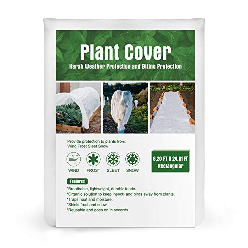 Kupton Plant Cover Freeze Protection, 8ft×24ft Reusable Rectangle Frost Protection Plant Blanket for Cold Weather Protection & Plant Growth