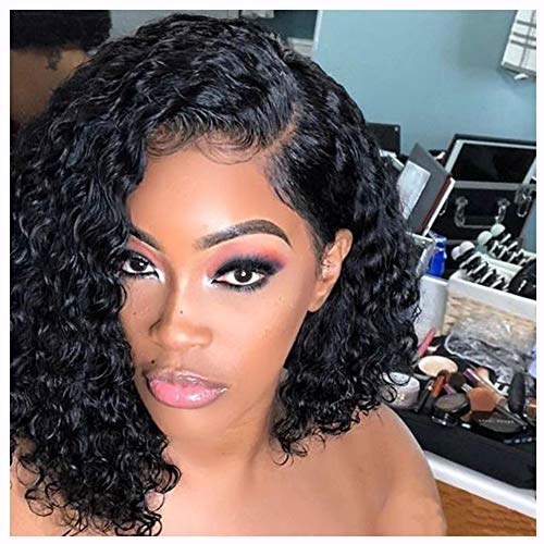 Mink Hair 10 inch Short Curly Lace Front Wigs for Black Women Pre plucked Lace Front Wigs Human Hair with Baby Hair Bob Deep Curly Lace Front Wigs