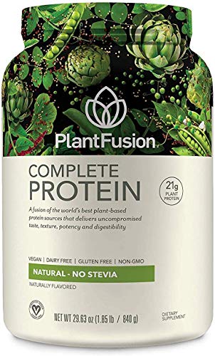 PlantFusion Complete Plant Based Pea Protein Powder, Non-GMO, Vegan, Dairy Free, Gluten Free, Soy Free, Allergy Free w/Digestive Enzymes, Dietary Supplement, Natural, No-Stevia (30 Servings) 2 Pound