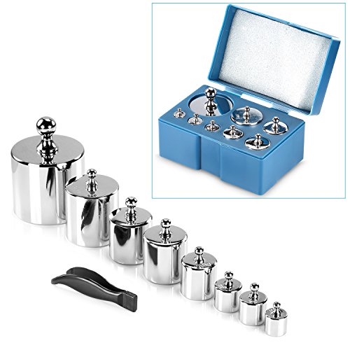 Neewer 8 Pieces 1000 Gram Stainless Steel Calibration Weight Set with Case and Tweezers for Digital Jewellery Scale Science Lab Weights Educational