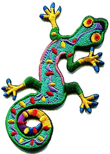 Lizard Gekko Salamander Retro Hippie Hippy Boho 70s Applique Iron-on Patch S-189 Handmade Design From Thailand...