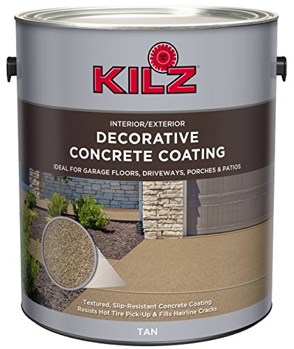 KILZ L378601 Interior/Exterior Slip-Resistant Decorative Concrete Paint, 1 Gallon, Tan
