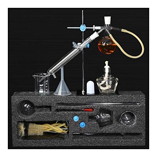 Sucastle Lab Essential Oil Steam Distillation Apparatus Glassware Kits Water Distiller Purifier w/Graham Condenser